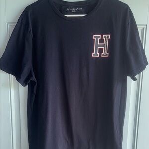 Tommy Hilfiger Blue Short Sleeve Tee with Red Logo Size L